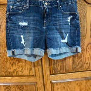 Jennifer Lopez Dark Blue Distressed Jean Shorts
